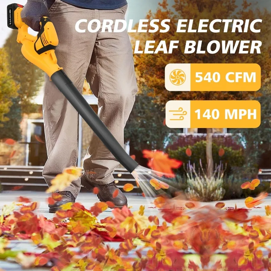 Leaf Blower Cordless 21V Cordless Blower with 2 x 3.0Ah Battery 540CFM 140 MPH Battery Powered Leaf Blower Lightweight Handheld