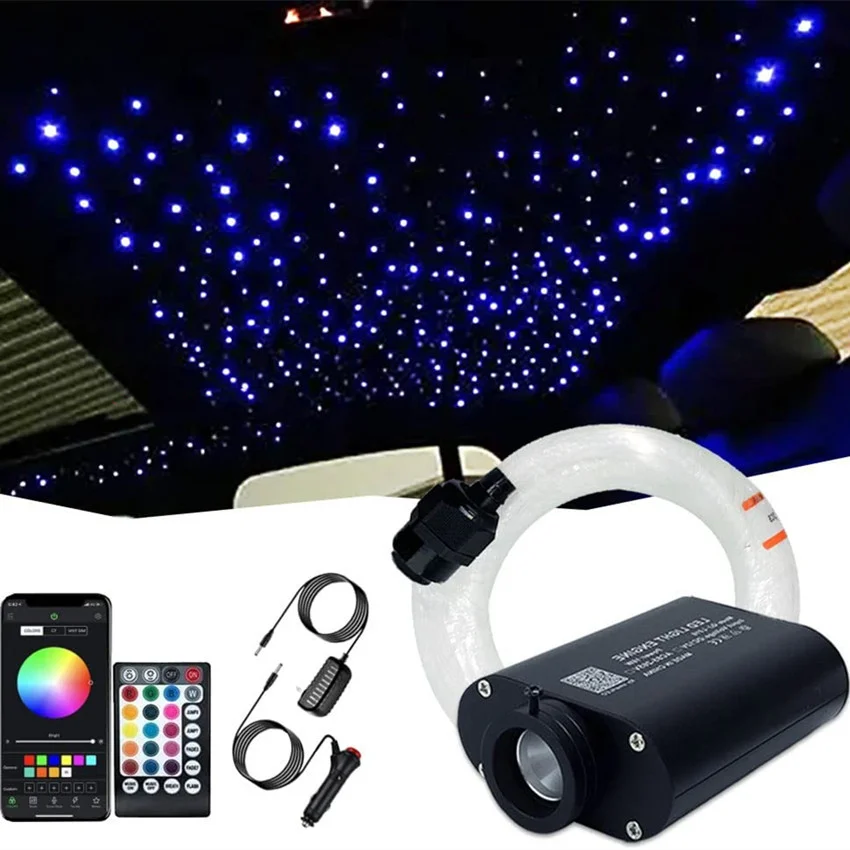 16W Dual Port RGBW Twinkle LED Fiber Optic Lights Starlight Headliner Meteor Kit Shooting Star Car/Home Theater System