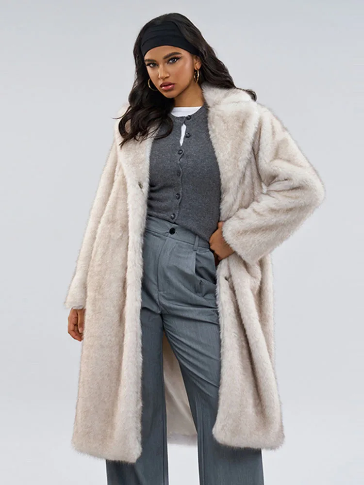 ZADORIN Chic Luxus Pelzigen Dicke Warme Weiße Faux Pelzmantel Frau Lange Revers Flauschigen Pelz Jacke Frau Winter Mäntel Plüsch Outer