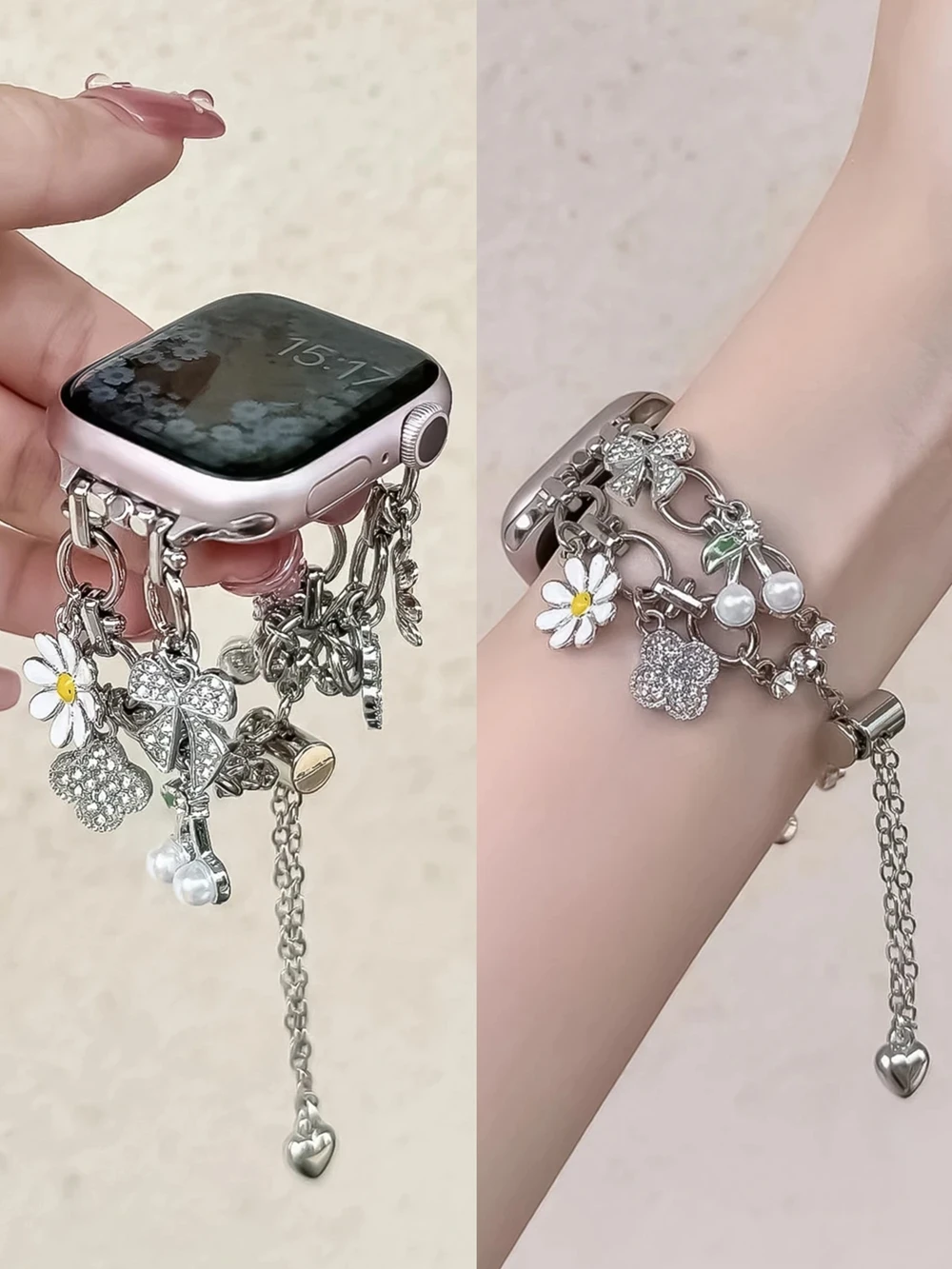 Adjust Elegant Stainless Steel Bracelet Link for Apple Watch Band Series 11/8/7/6/10/9 40mm 41mm 38mm 42mm 44mm 45mm 46mm Strap