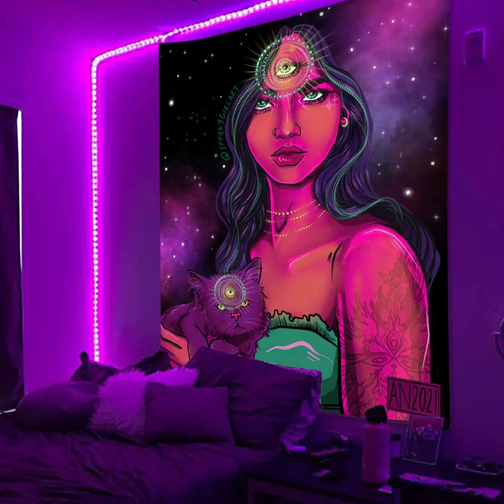 WEBEEDY Tapisserie Anime Fille Néon UV - Lumière Noire Réactive, Lueur Dans Le Noir 150x130 Cm - Décoration Chambre Esthétique, Dortoir, Salon, Fête WEBEEDY Tapisserie Anime Fille Néon UV - Lumière Noire Réactive, Lueur Dans Le Noir 150x130 Cm - Décoration Chambre Esthétique, Dortoir, Salon, Fête