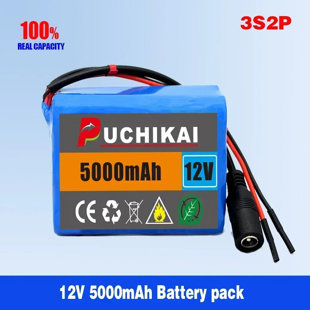 PUCHIKAI5000mAh  Rechargeable batteries with BMS 3S2P 12V  battery 18650 Li-ion Lithium Battery packs Protection Board + Charger