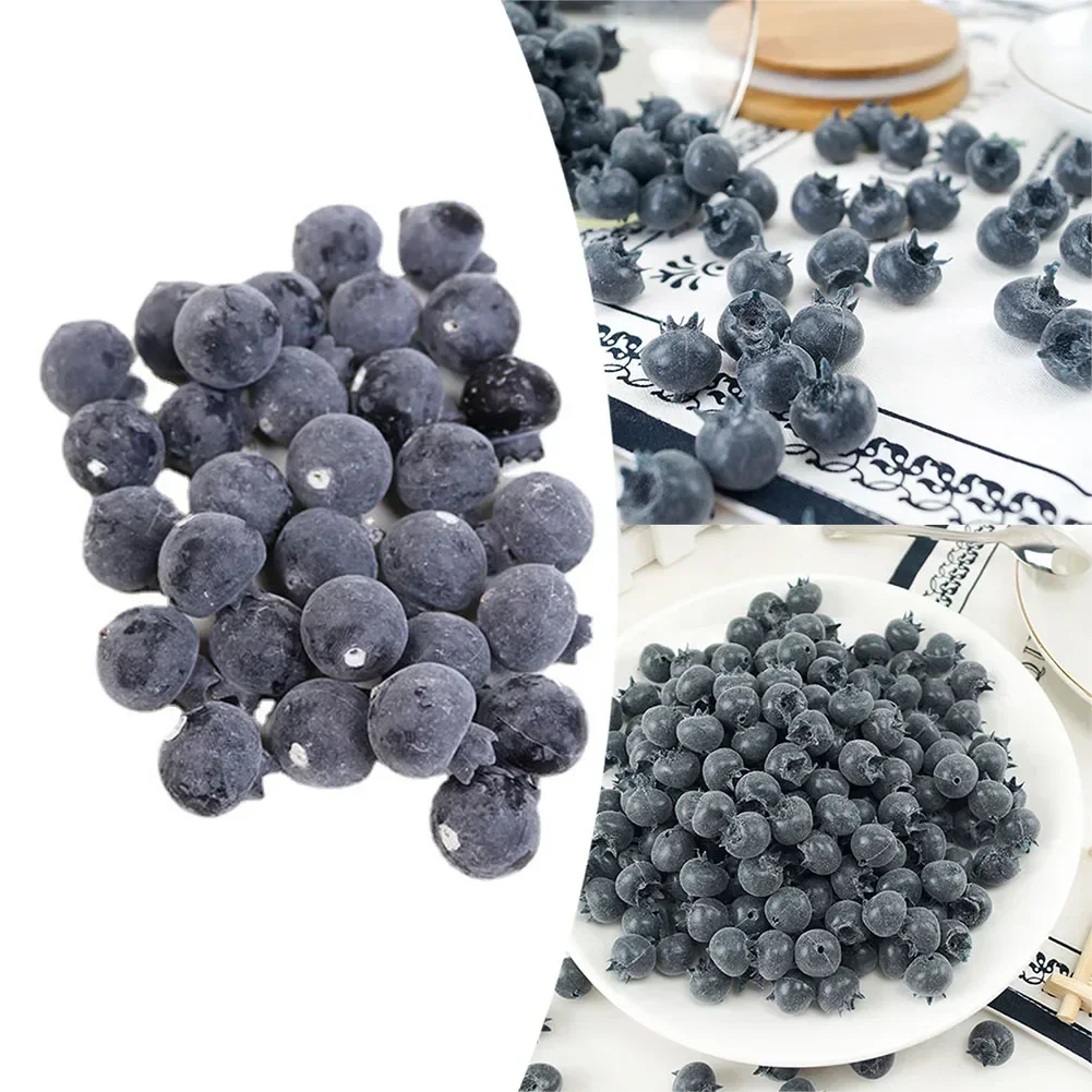 20PCS High Simulation Fruit Plastic Fake Blueberry Photo Props Fruit Home Artificial Food Blueberry Fruit Shop Model Decor