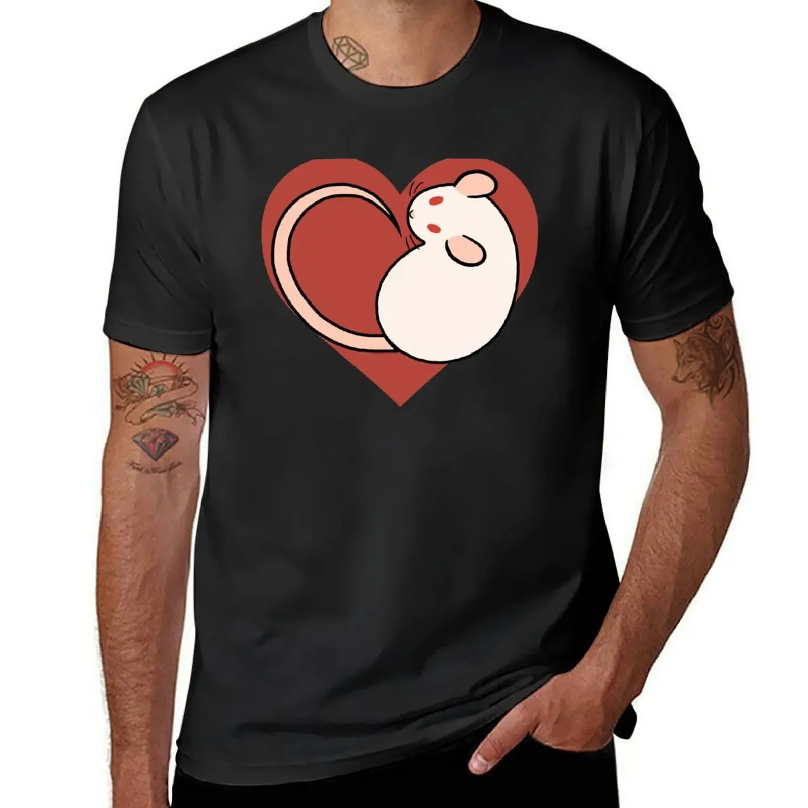 Heart Rat - Pink Eyed White T-Shirt summer clothes customs design your own for a boy t shirt men