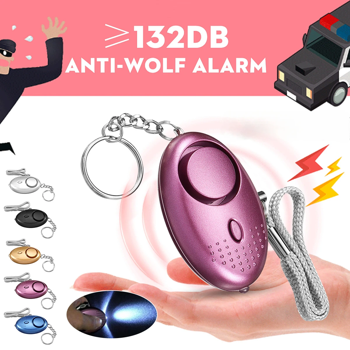 130dB Safe Sound Alarm Self-defense Keychain Emergency Attack Anti-rape Keyring Protect Alert Personal Safety Alarm Keychain