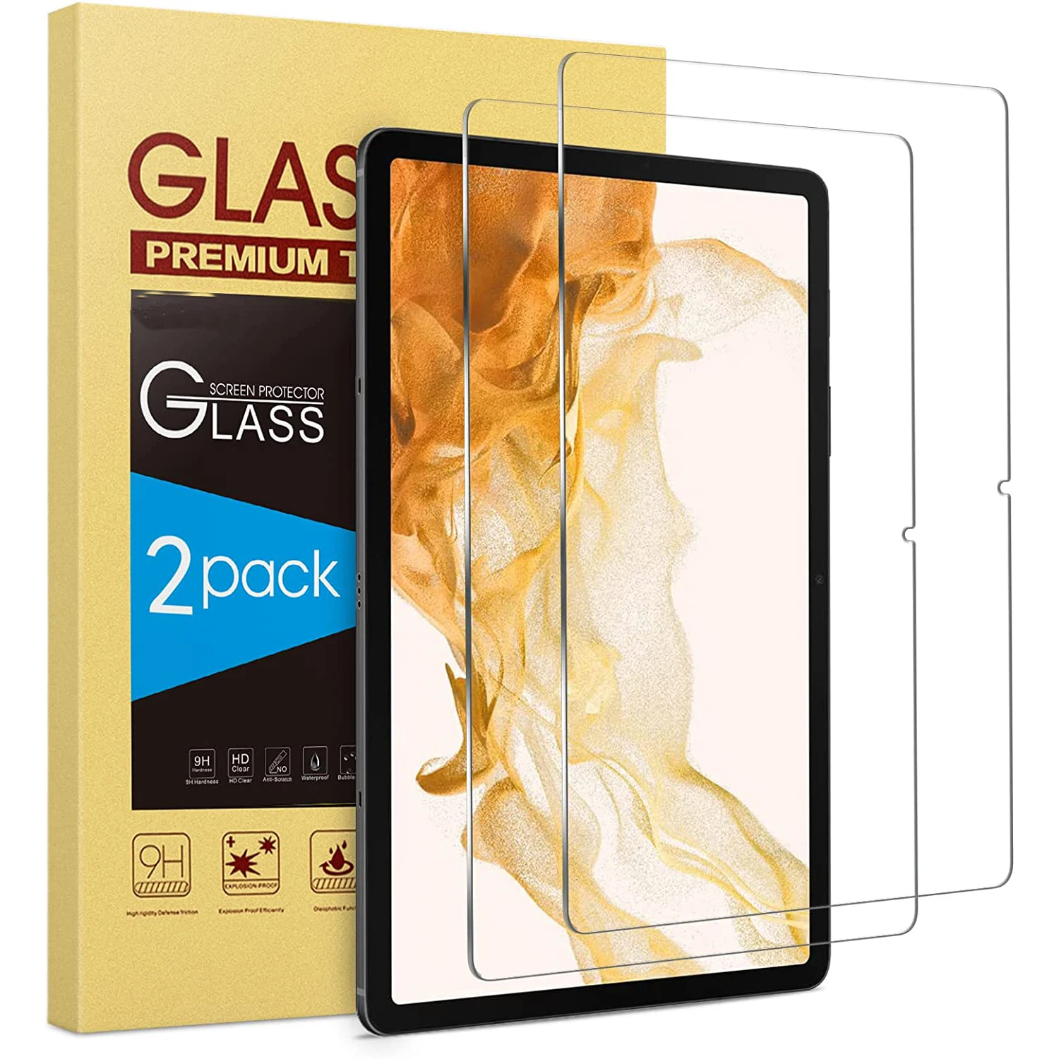 

2 Pack 9H Tempered Glass Film Protection Shield Screen Protector for Samsung Galaxy Tab S7 11" 2020 SM-T870/SM-T875