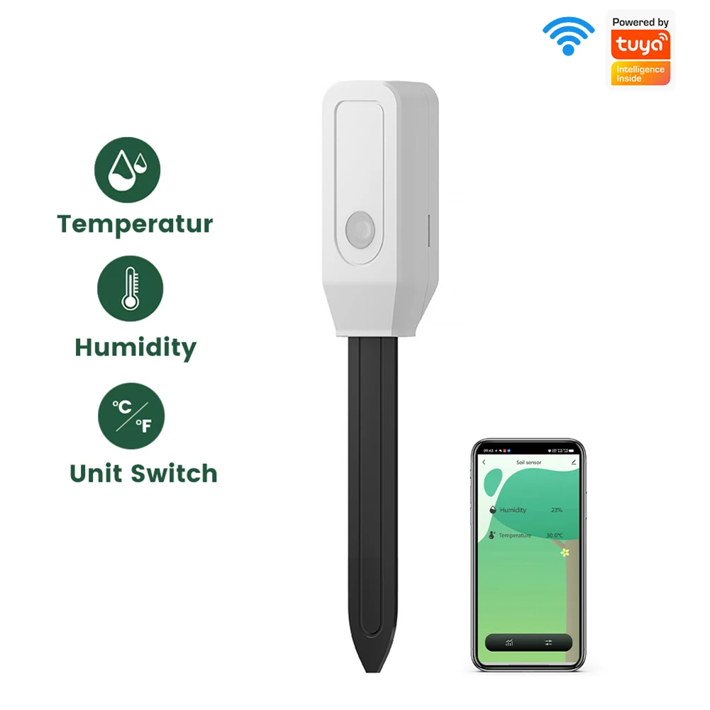 

Датчик температуры и влажности, контроль через приложение, монитор почвы, многофункциональный монитор содержания воды в почве для садоводства