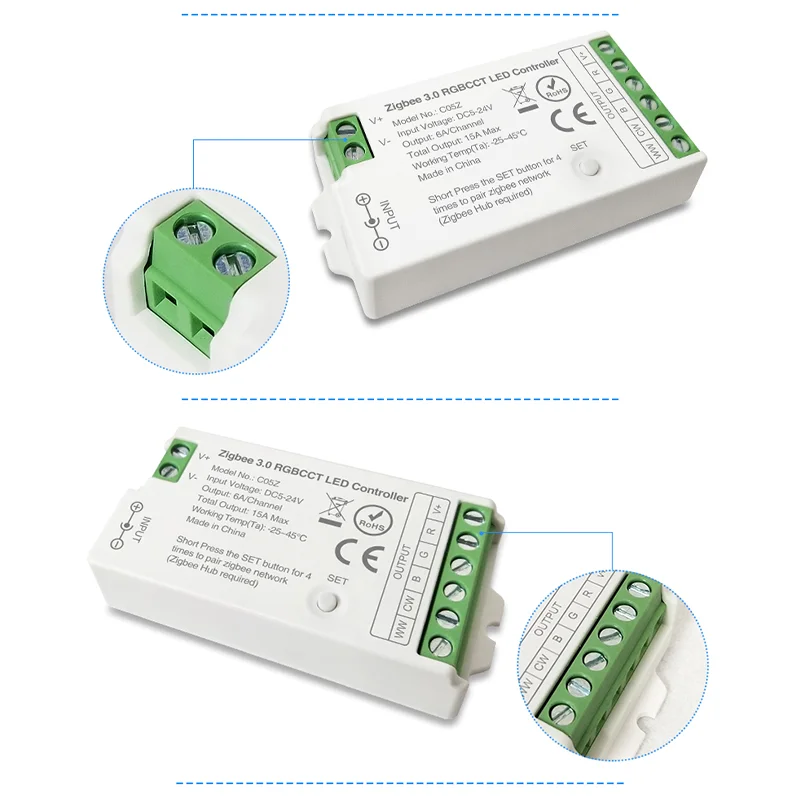 Zigbee-LEDストリップコントローラー,RGB,zigbee 3.0,dc 5v-24v,2.4ghz,シングルカラー,cct,rgbw,rgbcct,LEDストリップ,tuyaゲートウェイ,スマートボイスコントロール