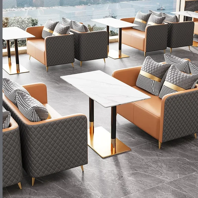 High End Restaurant Double Card Seat Dessert Shop Cafe Table and Chair Combination Tea Room Business Leisure Reception Sales