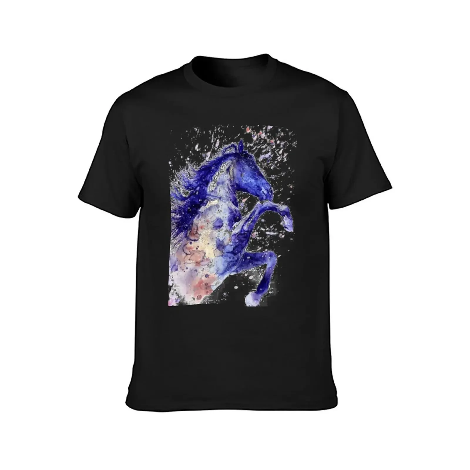 Horse Watercolor painting Tattoo Drawing, Drawing Ritmeester, blue and brown horse splatter painting purple T-shirt