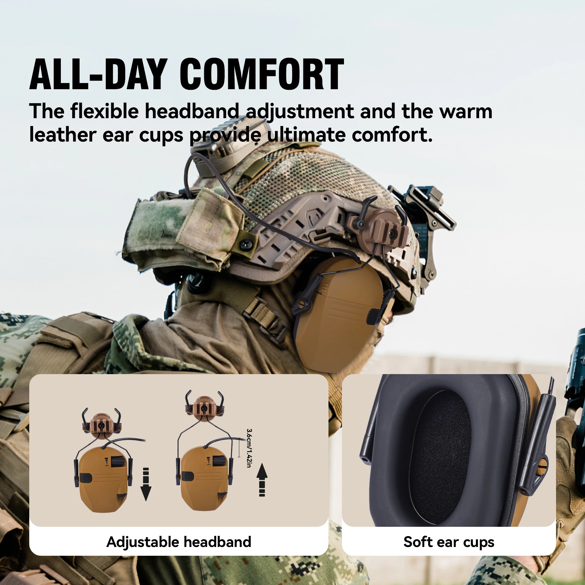 WK шлемная версия, тактические электронные наушники для стрельбы, NRR23dB, наушники с шумоподавлением для военной безопасности, охоты