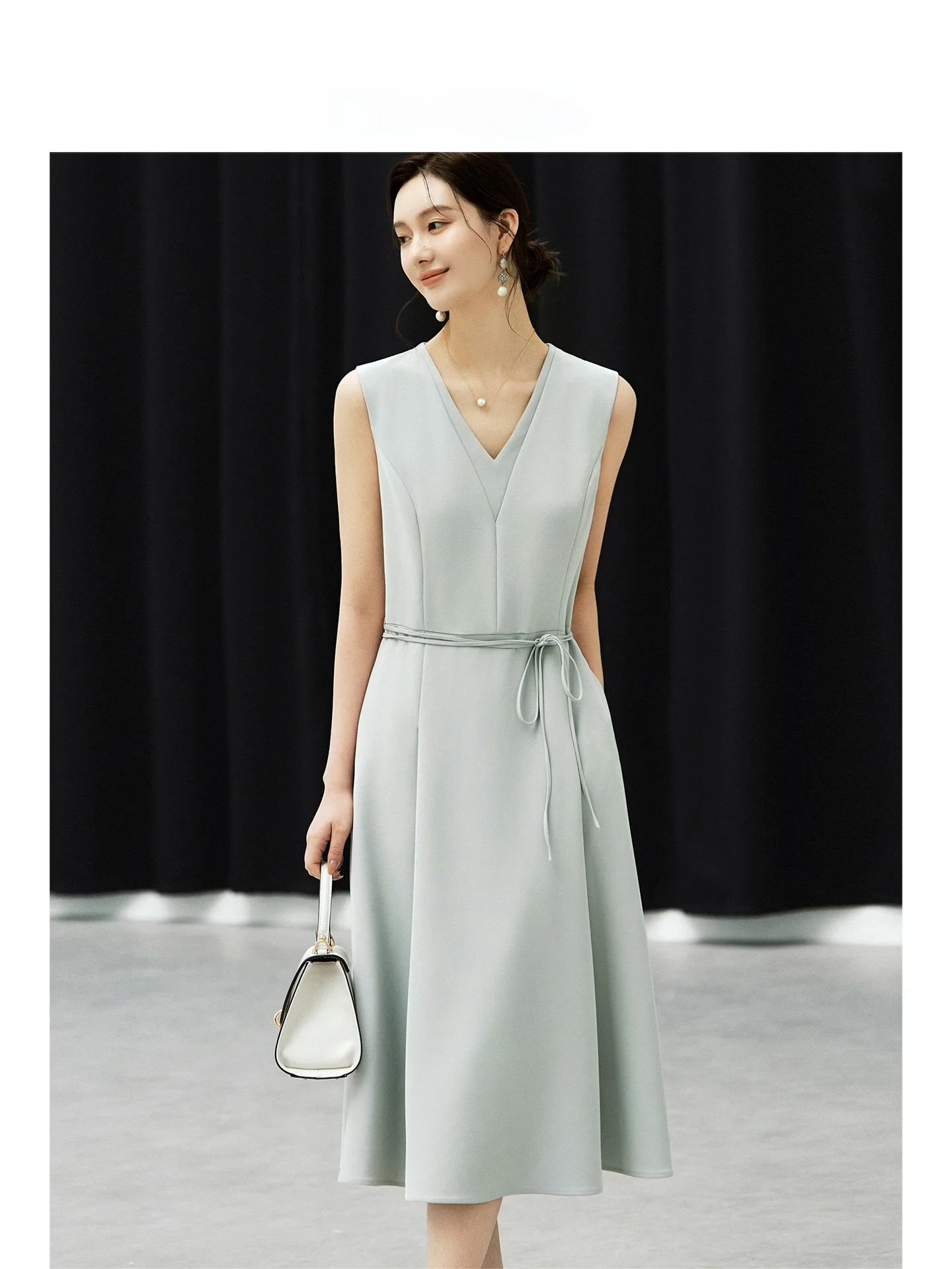

Elegant Simple Beautiful Early Spring New Style High Quality Professional Dress OFFIY Soft Acetate Fiber Women's Dress