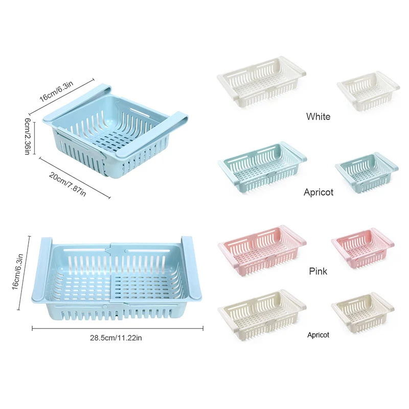 1-2Pcs Kitchen Organizer Fridge Storage Drawer Box Extendable Refrigerator Chest Shelf Home Storage Case Plastic Cabinet Shelves