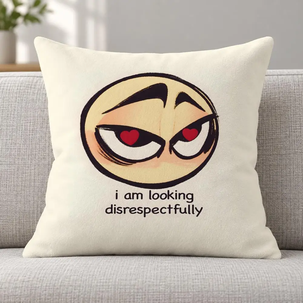 Meme Soybean S-Soybean Expression Cushion Cover Soft Plush Decorative Sofa Bedroom Living Room Car Dorm Home Decor Gift