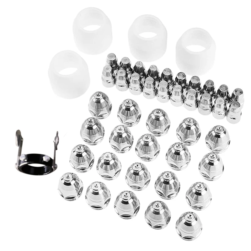 ABJI-45Pcs P80 Cutting Torch Consumable Kit Electrode Tip Nozzle 1.5Mm Cup Roller Guide Wheel Outfit Plasma Cutter Consumable