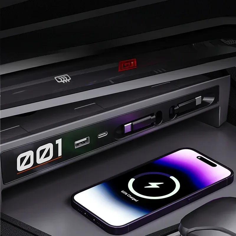 For Zeekr 001 2021-2025 Accessories USB Type-C Splitter Center Console Fast Charger Shunt Docking Station Extender Car Interior