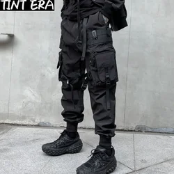 Multi-pockets Ribbons Bandage Tactical Techwear Cargo Pants Mens Harajuku Punk Hip Hop Joggers Pantalons Casual Streetwear