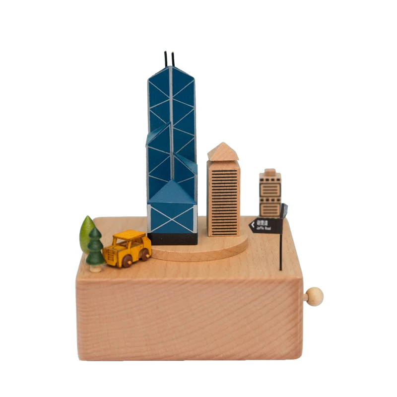 

Wholesale Bank Of China Tower Wooden Music Box For Souvenir