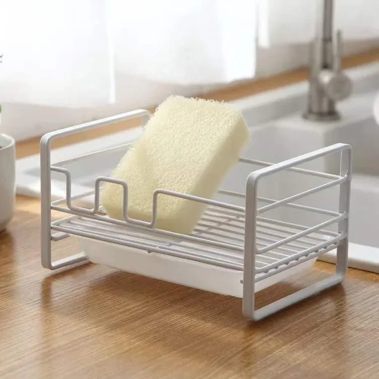 

Iron Kitchen Sponge Drain Rack Household Sink Countertop Shelf Steel Ball Soap Storage Rack Practical and Strong