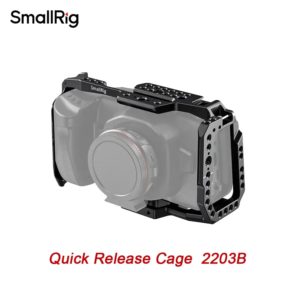 

SmallRig 2203B Quick Release Cage 4K/6K Fit Blackmagic Pocket Cinema 4K | NATO Rail Cold Shoe for Pro Video Shooting
