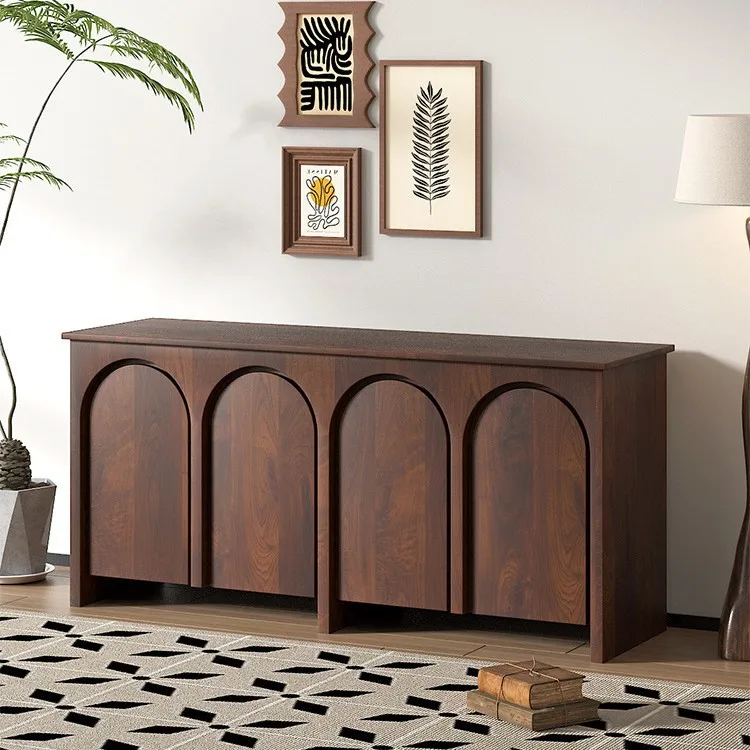 Solid wood dining side cabinet light luxury medium and ancient style homestay villa living room storage cabinet