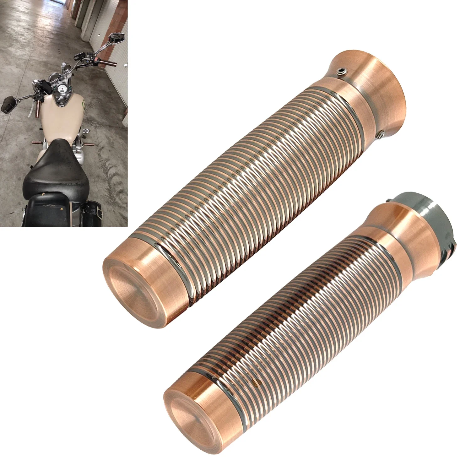 

1" 25mm Motocycle Bronze Handle Hand Grips Harley Sportster XL 883 1200 48 Cruiser Bobber Chopper Custom