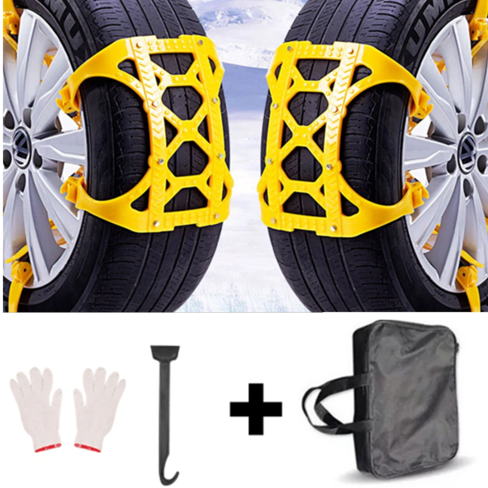 6PCS Anti-slip Tire Chains Car Wheel Chains Full Set Anti-skid Car Snow Chain Winter Tyre Chains For Car Wheels