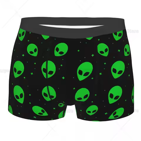 Funny Alien UFO Lovers Men's Father's Valentines Boxer Briefs No Ride-up Comfortable Breathable 1 Pack Underwear