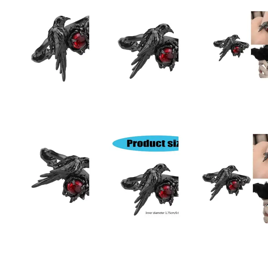  Crow Ring with Detailed Engravings for Everyday Wear Cosplay Jewelry Accessories