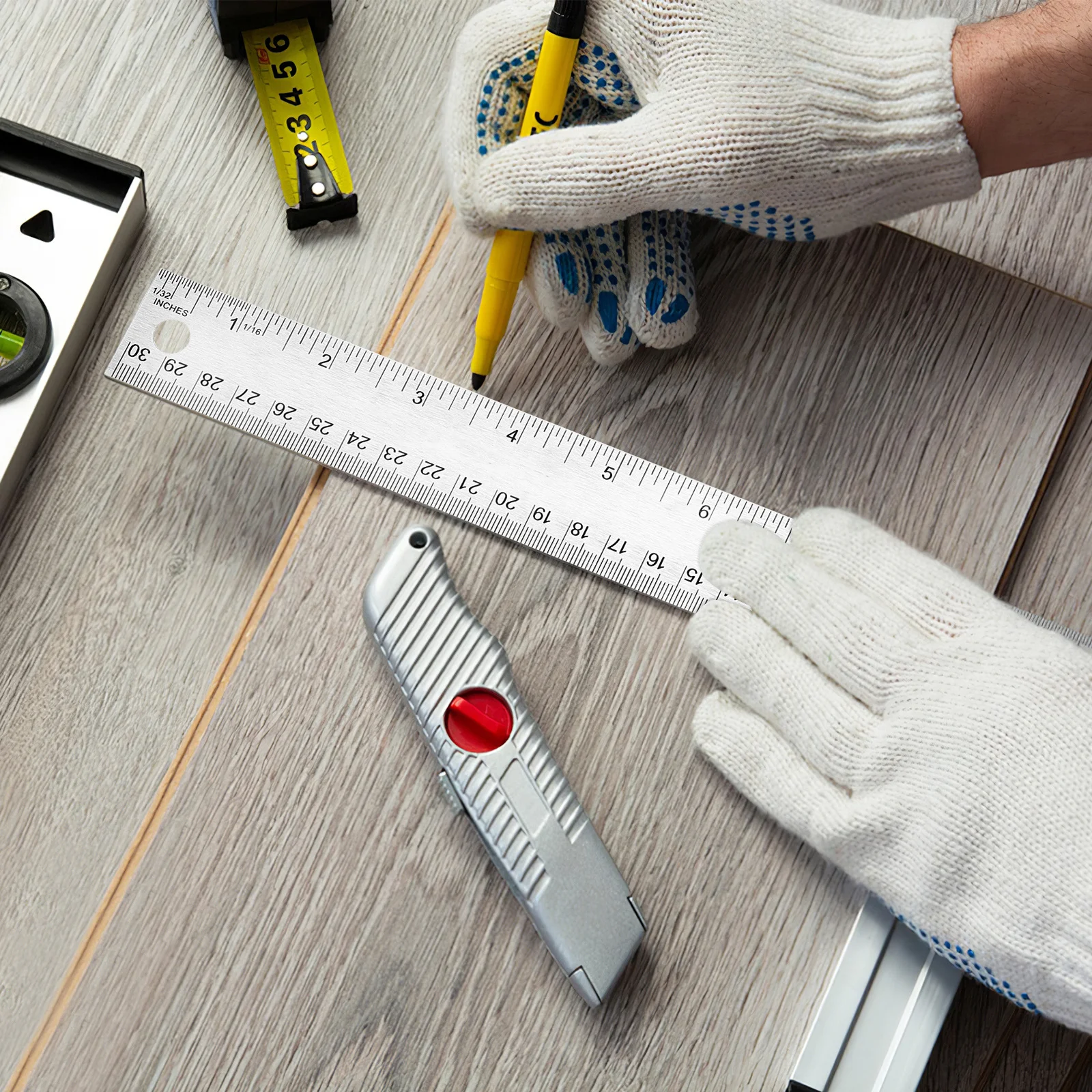 

2pcs Stainless Steel Ruler 15/30Cm Cork Backed Straight Edges Rulers For Crafting Measuring Tool Metric Inch Dual Scale Students