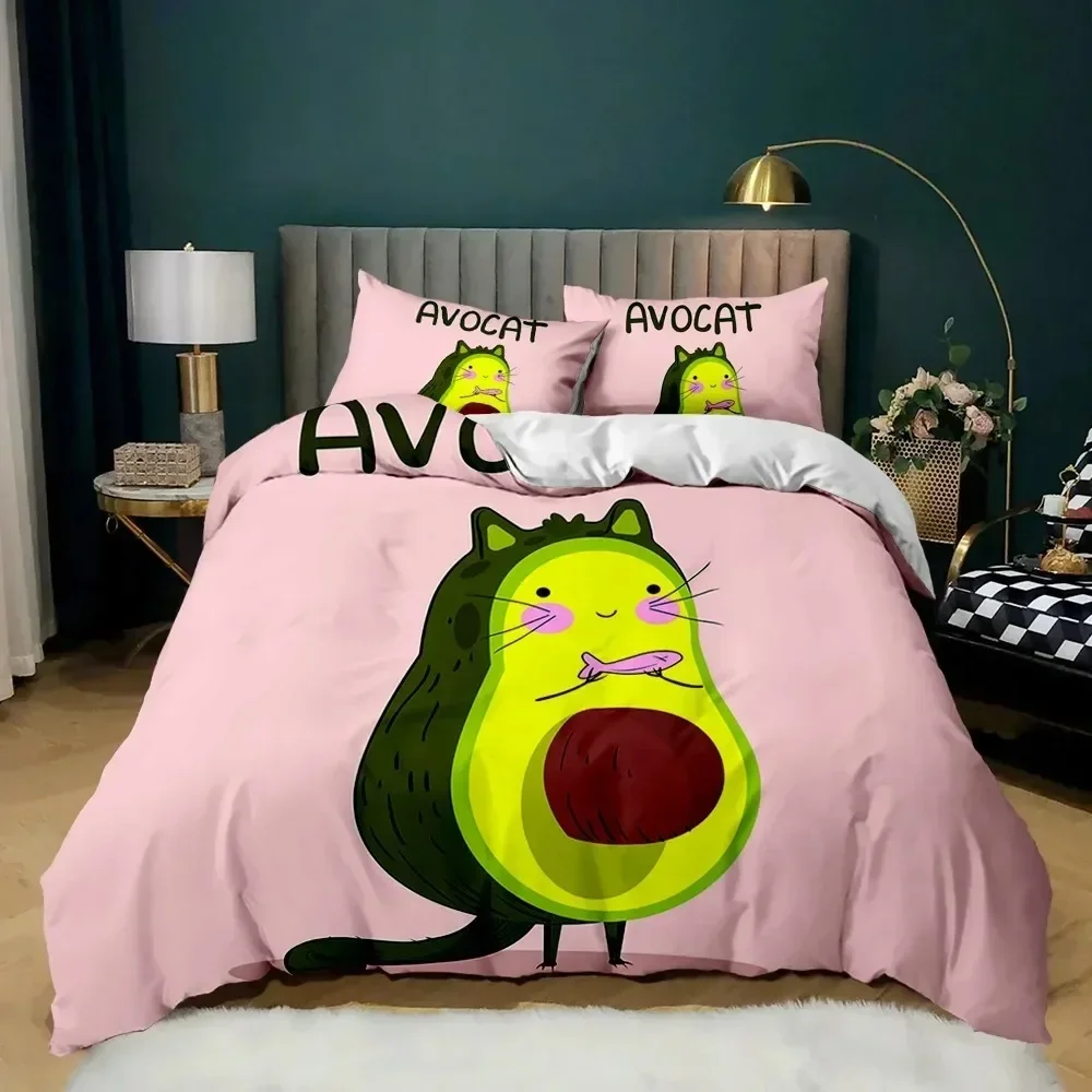 

Avocado Duvet Cover Set Avocados Bedding Set Cute Fruits Comforter Cover Queen Tropical Botanical Cartoon Polyester Quilt Cover