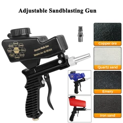 Adjustable Pneumatic Sandblasting Gun 90Psi Portable Home Sand Blasting Machine Cordless Gravity Small Handheld Air Tool