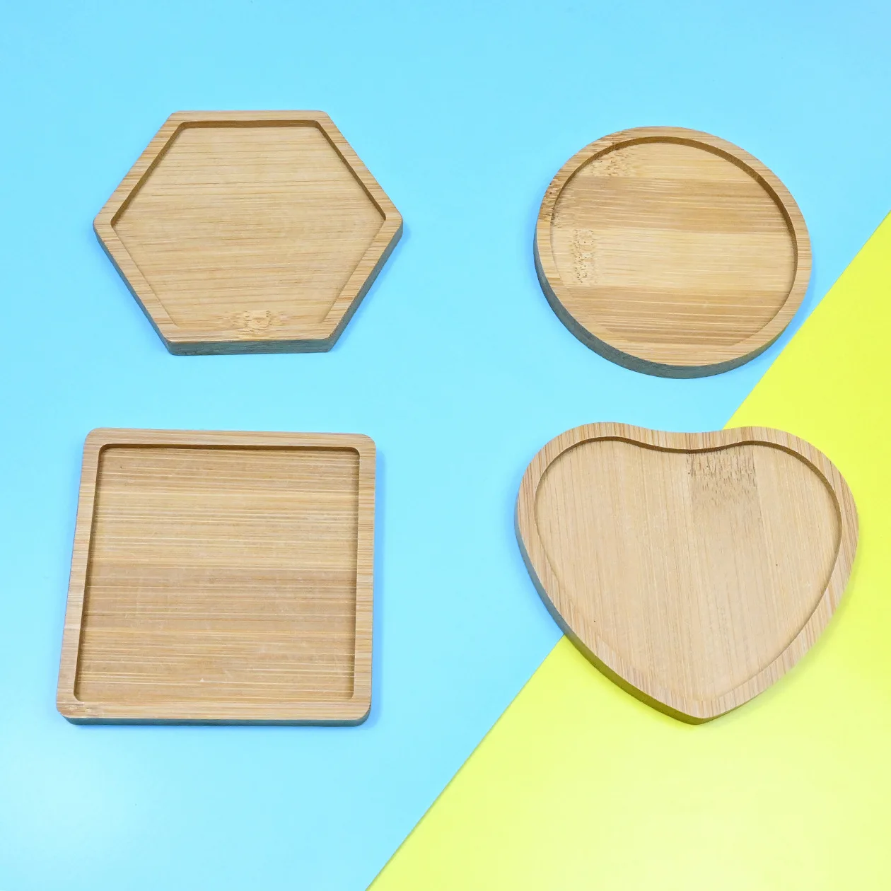 circular heart-shaped mosaic diy bamboo placemats square retro handcrafted wood coasters tray for home decor