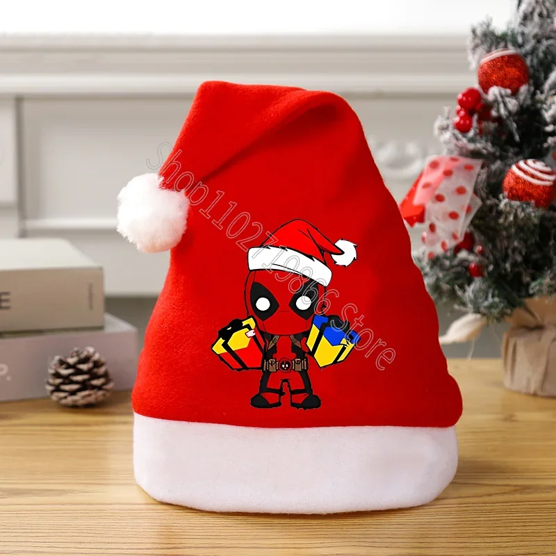 Deadpool & wolverine natal papai noel chapéus marvels festa de ano novo decoração para casa enfeites de natal filme personagem imprime decorações