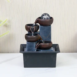 Tabletop Fountain Waterfall Desk Landscape Crafts Flowing Water Pump Waterfall Decor Home Office Ornament Decoration