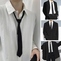 Unisex Black Simple Clip on Tie Security Tie Uniform Shirt Suit Neckties Steward Matte Funeral Lazy Neck Ties Men Women Students
