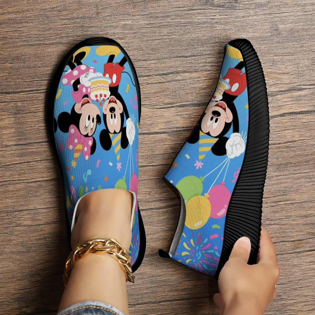 

New Women Shoes Flats Minnie Mouse Birthday Party Slip-On Shoes Woman Casual Shoes Slip-on Loafers Female Boat Shoes Sneakers