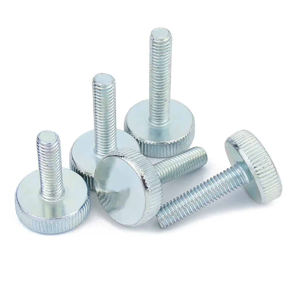 1-20pcs M3 M4 M5 M6 M8 M10 Flat Head Handle Thumb Screw Knurled Tin-Plated Steel Hands Tighten Curtain Wall Glass Screws Bolts