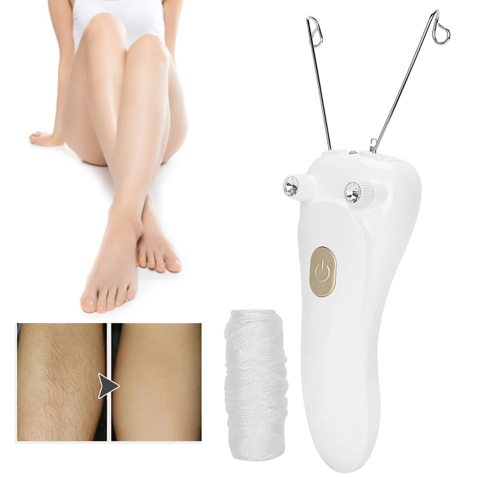 Electric Threading Epilator Physical Depilation Cotton Hair Remover for Hairs on The Upper Lip Chin Cheeks Sideburns for Face
