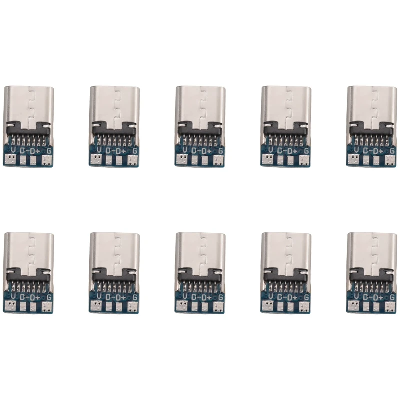 ABYL 10 Pcs USB 3.1 Type C Connector 14 Pin Female Socket Receptacle Through Holes PCB 180 Vertical Shield USB-C1