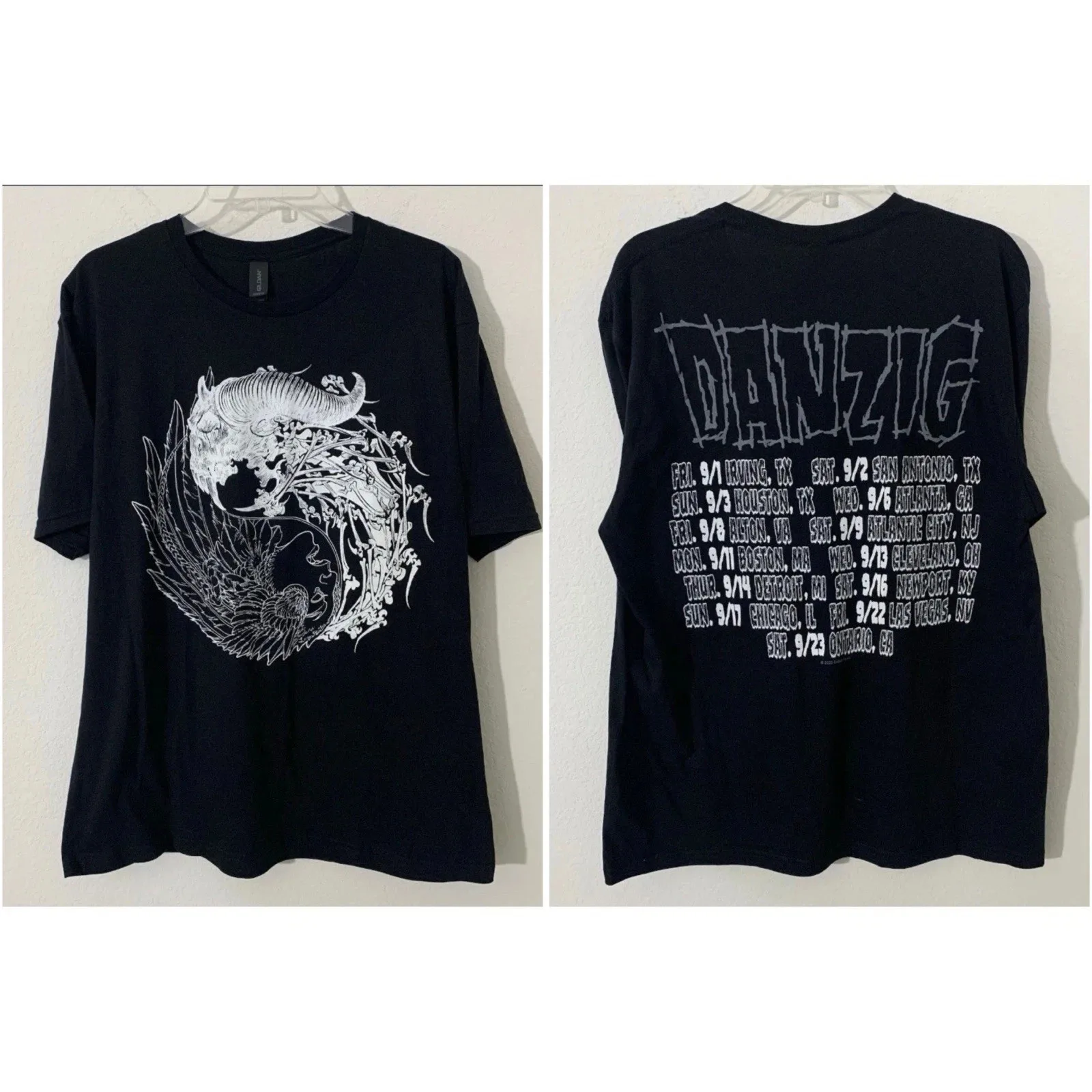 Danzig Tour Shirt 2023 Band Tee Yin and Yang Angel & Demon Print Double Sided