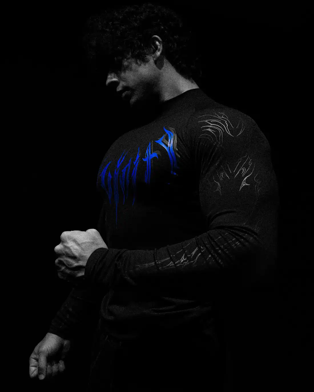 Breathedivinity Compression Long Sleeve Tops Muscle GYM Fitness Mock Neck in Black Muscle Fit Compression Tops