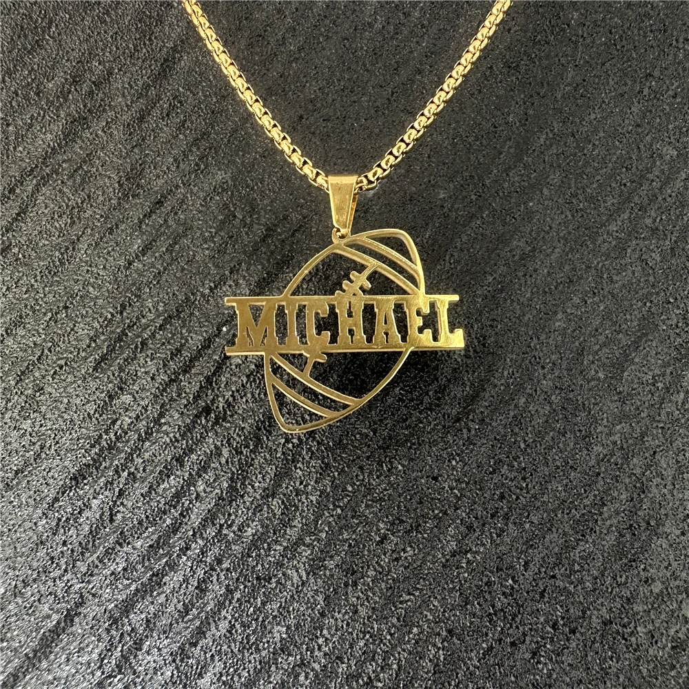 Custom Name Necklace basketball Sports Style Personalized Men Customized Chains Stainless Steel For Male Jewelry Birthday Gifts