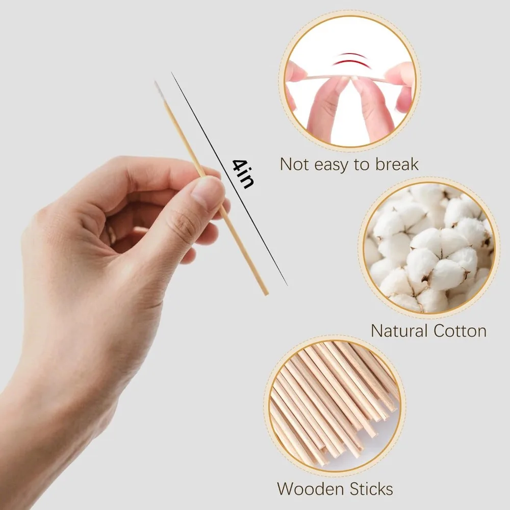 200 Pack Disposable Cotton Swabs for Precision Makeup, Eyebrow Tattoo, and Nail Care - view 3