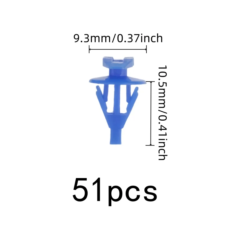 Firm Snap Fit Windproof Strip Fasteners, 51 pcs, Window Weatherstripping, Blue Plastic Body for Windproof Strip Fixing