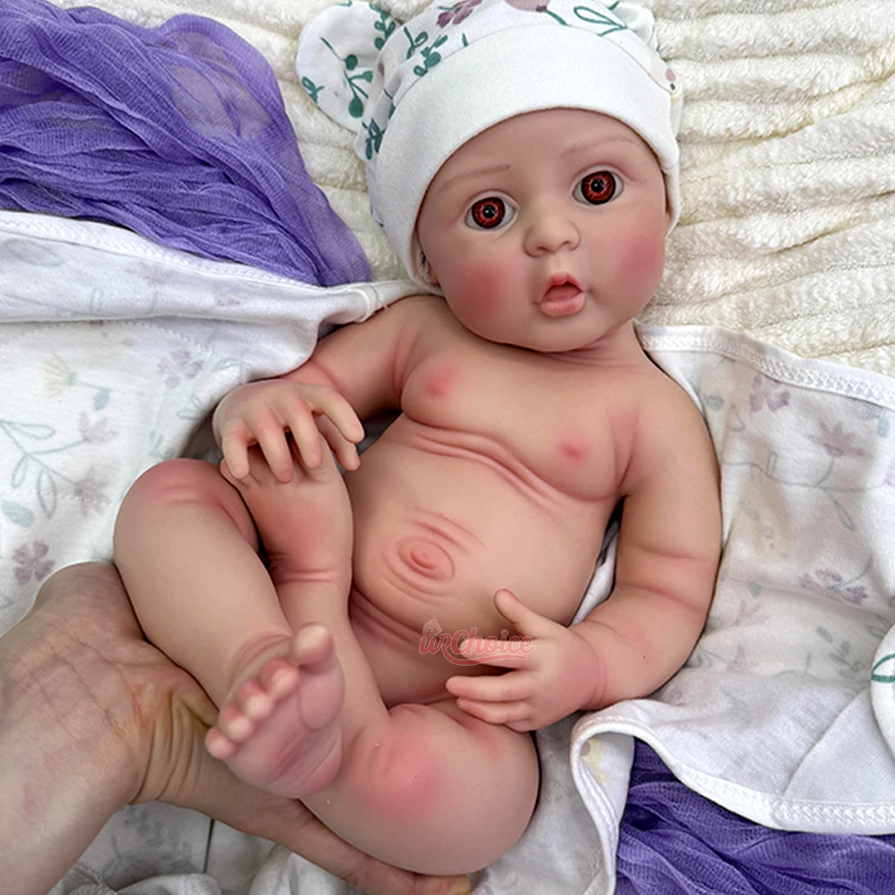 

42 см, моющаяся силиконовая кукла Reborn с открытым ртом, однотонная мягкая кукла для новорожденных с открытыми глазами, подарок для деменции, антистресс