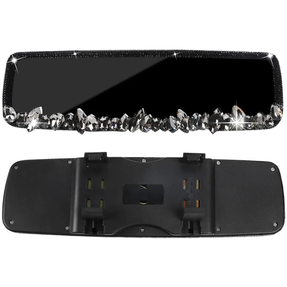 Car Rearview Mirror Decoration with For CRYSTAL Rhinestones Water Drill Design Easy Installation Compatible with Most Vehicles