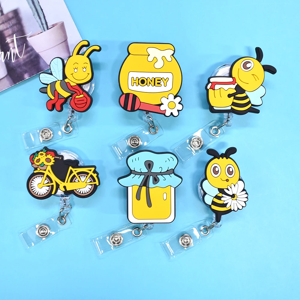 1PC Big Honey Bees Bicycle Flower Retractable Nurse Doctor Badge Reel Clips Hospital Medical Students ID Name Card Holder