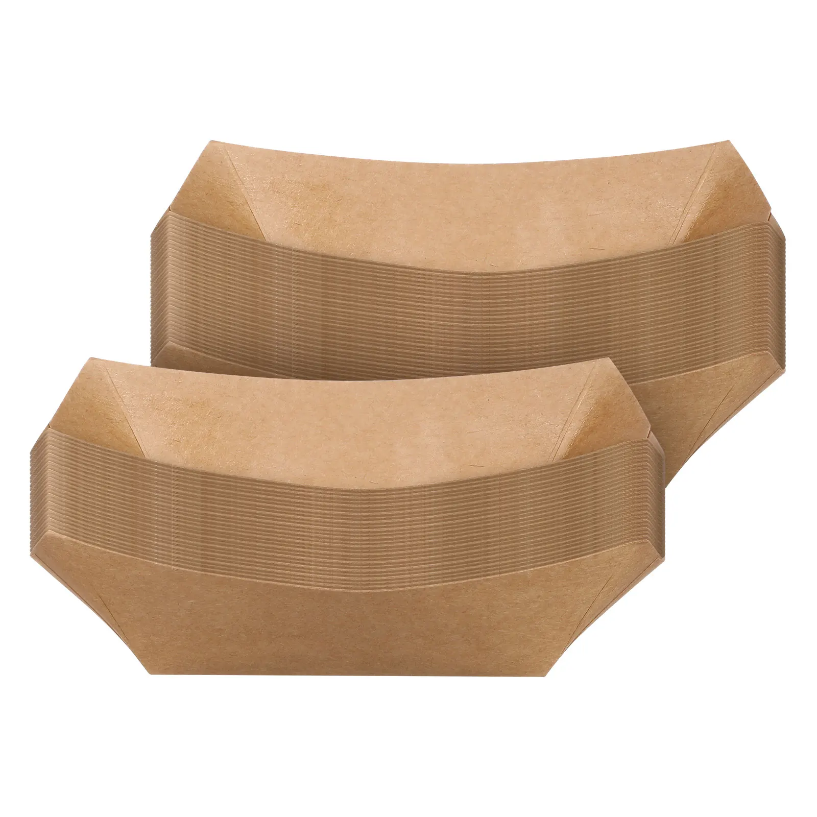 

50pcs Disposable Kraft Paper Food Trays Light Brown Party Serving Hot Dog Snack Barbecue Dessert Popcorn French Fries Sturdy