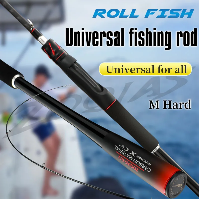 ROLLFISH Power M Spinning Casting Carbon Fiber Lure Fishing Rod 1.8-2.7M Freshwater Saltwater Bass Fishing Rod Fast Action